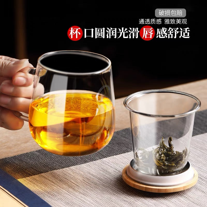 Wooden Lid Tea Infuser Cup